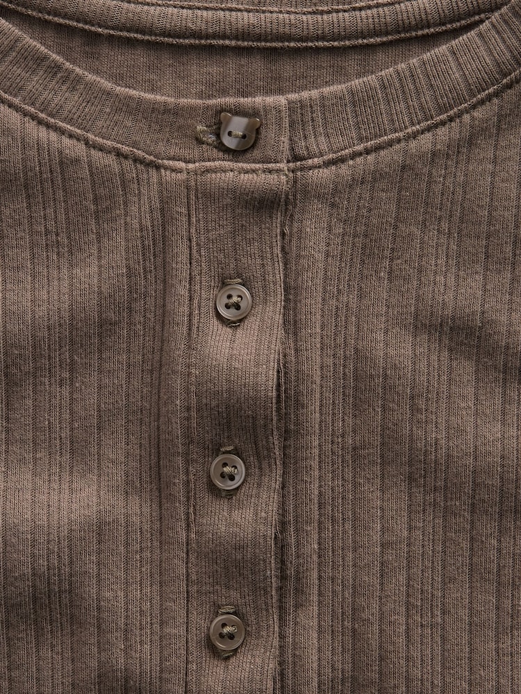 Braun - Gap Rib Henley Long Sleeve T-Shirt (5-13yrs) - Bild 4 von 4