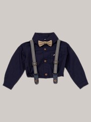 Little Gent Baby 100% Cotton Mock Shirt Bodysuit and Braces Dungarees 3 Piece Gift Set - Image 2 of 4