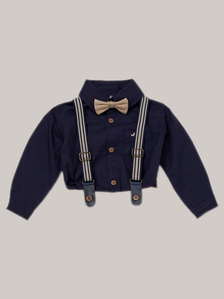 Little Gent Baby 100% Cotton Mock Shirt Bodysuit and Braces Dungarees 3 Piece Gift Set - Image 2 of 4