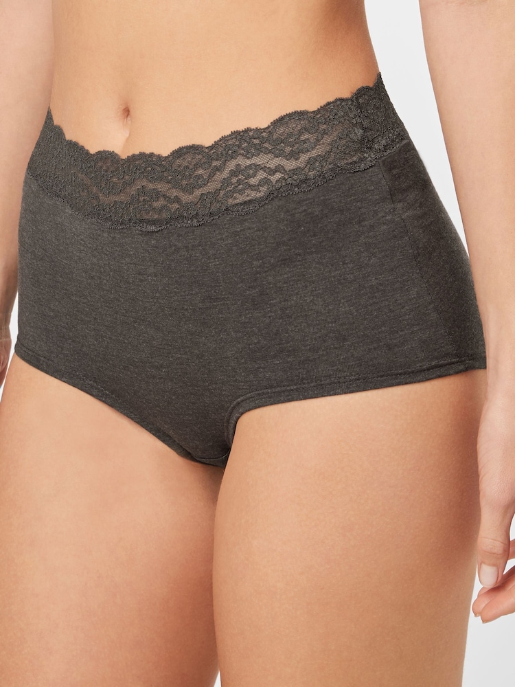 Grey Marl/Pink/Plum Full Brief Lace Knickers 4 Pack - Image 4 of 11