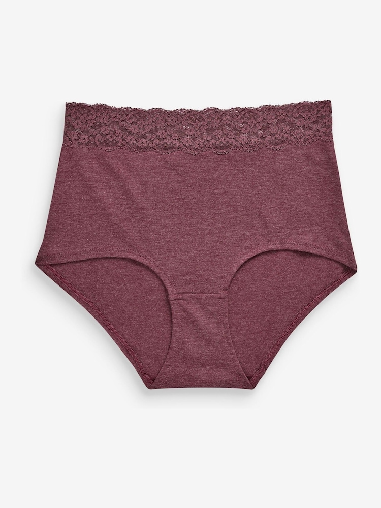 Grey Marl/Pink/Plum Full Brief Lace Knickers 4 Pack - Image 9 of 11