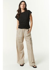 Black Ruched Cap Sleeve Top - Image 2 of 6