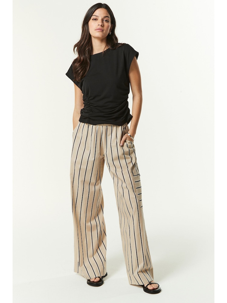 Black Ruched Cap Sleeve Top - Image 2 of 6