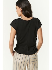 Black Ruched Cap Sleeve Top - Image 3 of 6