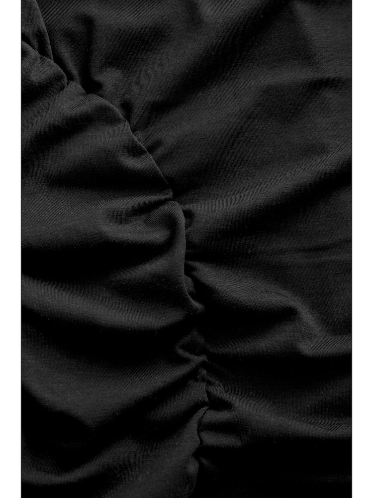 Black Ruched Cap Sleeve Top - Image 6 of 6