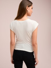 Ecru Ruched Cap Sleeve Top - Image 2 of 6