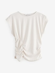 Ecru Ruched Cap Sleeve Top - Image 4 of 6