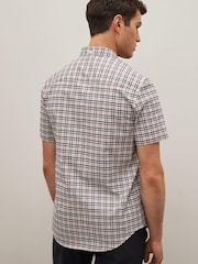 White/Blue/Red Short Sleeve Gingham Stretch Oxford Shirt - Image 3 of 7