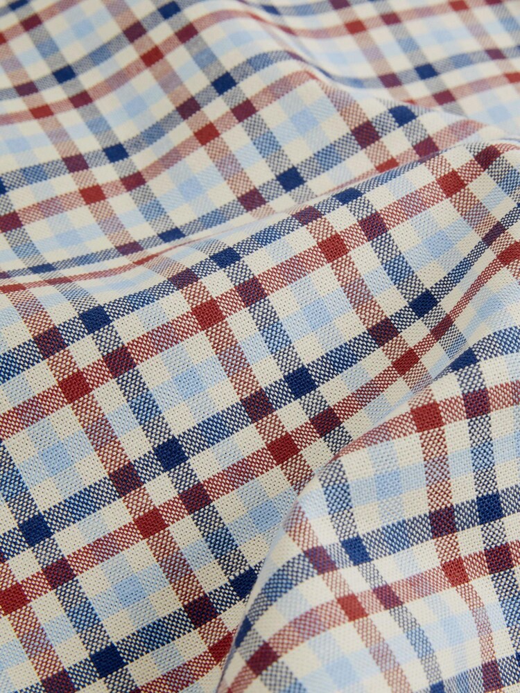 White/Blue/Red Short Sleeve Gingham Stretch Oxford Shirt - Image 7 of 7