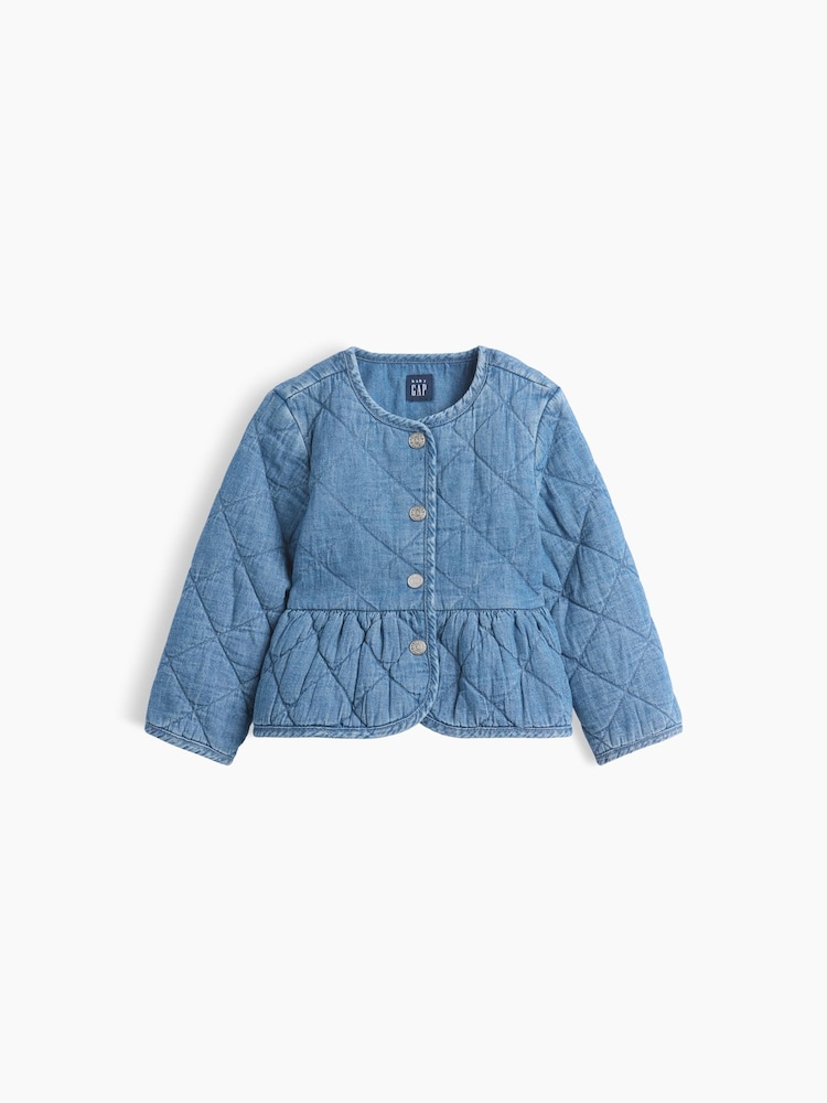 Gap Blue Quilted Denim Jacket - Image 1 of 2 Gap Blue Quilted Denim Jacket - Image 1 of 2