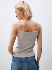 Neutral Stone Square Neck Textured Sleeveless Top - Image 3 of 6