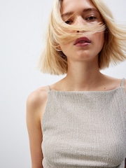 Neutral Stone Square Neck Textured Sleeveless Top - Image 4 of 6