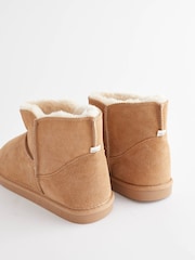Marrón tostado - Botas estilo pantuflas de ante con forro de piel sintética - Imagen 5 de 8