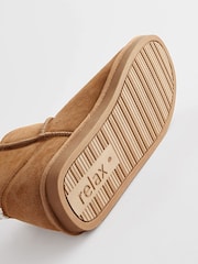 Marrón tostado - Botas estilo pantuflas de ante con forro de piel sintética - Imagen 6 de 8