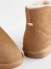 Marrón tostado - Botas estilo pantuflas de ante con forro de piel sintética - Imagen 7 de 8