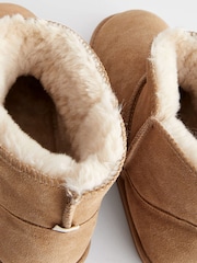 Marrón tostado - Botas estilo pantuflas de ante con forro de piel sintética - Imagen 8 de 8