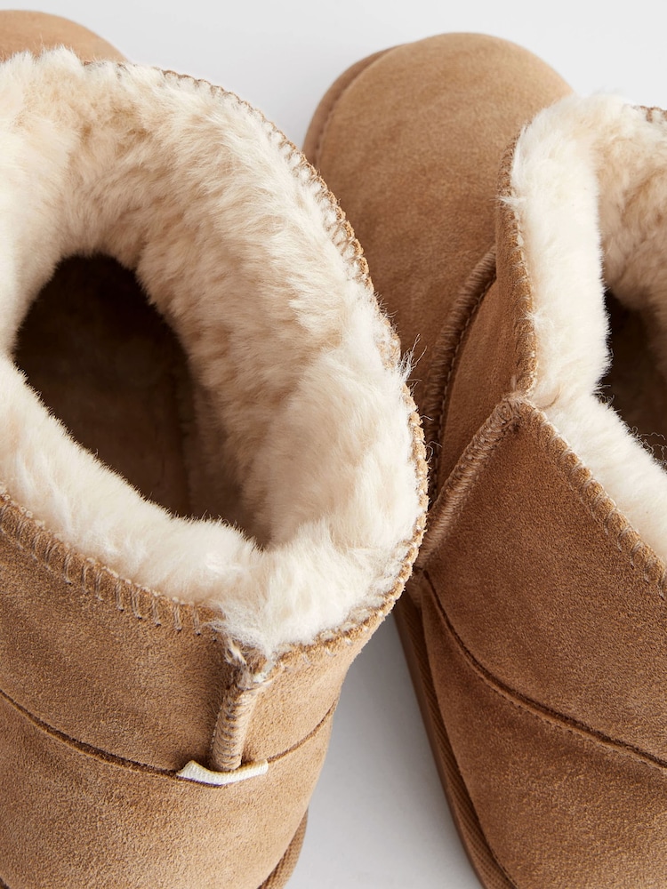 Marrón tostado - Botas estilo pantuflas de ante con forro de piel sintética - Imagen 8 de 8