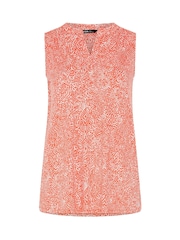Yours Curve Orange Floral Ikat Print Sleeveless Swing Blouse - Image 5 of 5