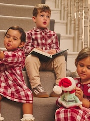JoJo Maman Bébé Dark Red Check Shirt & Trouser Set - Image 1 of 8