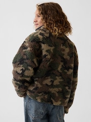 Gap Green Camo Sherpa Relaxed Camo Zip-Up Fleece (4-13yrs) - Image 2 of 5