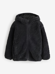 Gap Black Sherpa Zip-Up Hooded Fleece (4-13yrs) - Image 1 of 4