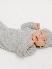 aden + anais Grey Snuggle Knit Knotted Gown And Hat Gift Set - Image 3 of 5