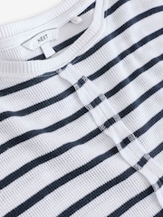 Navy/White Stripe Seam Detail Waffle 100% Cotton Top - Image 7 of 7