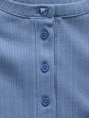 Blau - Gap Rib Henley Long Sleeve T-Shirt (5-13yrs) - Bild 4 von 4