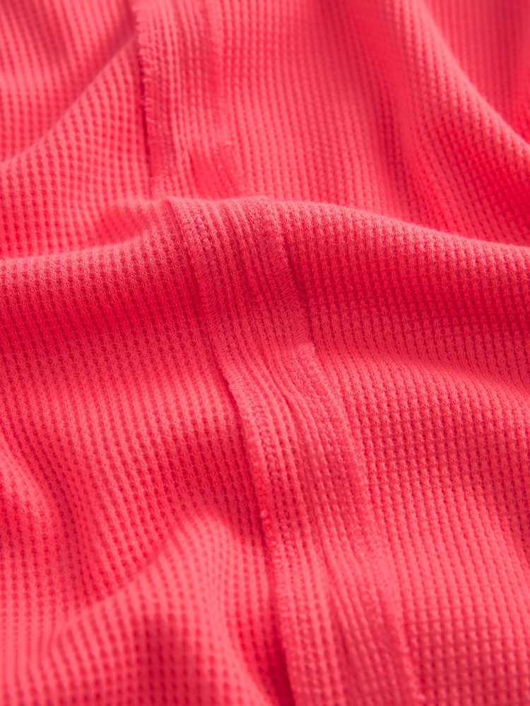 Pink Seam Detail Waffle 100% Cotton Top - Image 5 of 5