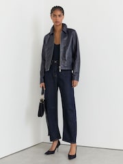 Reiss Dark Blue Levitt Petite Barrel-Leg Jeans - Image 1 of 8