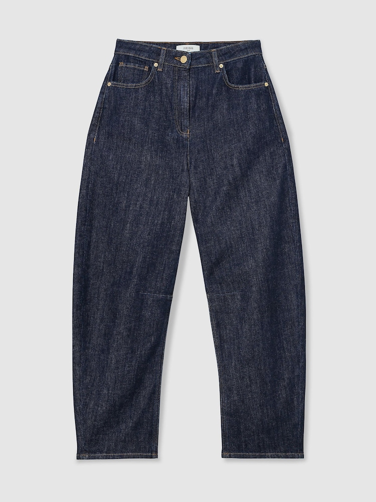 Reiss Dark Blue Levitt Petite Barrel-Leg Jeans - Image 2 of 8