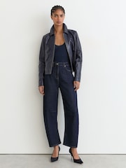 Reiss Dark Blue Levitt Petite Barrel-Leg Jeans - Image 4 of 8