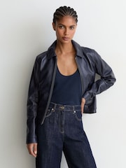Reiss Dark Blue Levitt Petite Barrel-Leg Jeans - Image 6 of 8