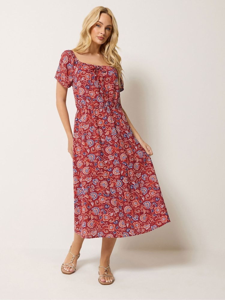 M&Co Red Abstract Print Scoop Neck Dress - Image 1 of 5