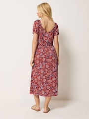 M&Co Red Abstract Print Scoop Neck Dress - Image 3 of 5