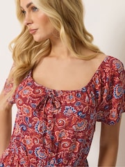 M&Co Red Abstract Print Scoop Neck Dress - Image 4 of 5
