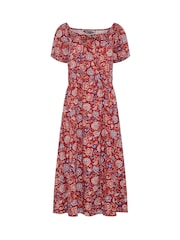 M&Co Red Abstract Print Scoop Neck Dress - Image 5 of 5