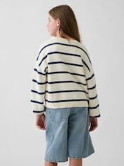 Gap Cream/Navy Stripe Oversized Rolled Neck Jumper (4-13yrs) - Image 2 of 5