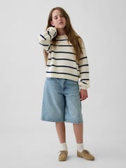 Gap Cream/Navy Stripe Oversized Rolled Neck Jumper (4-13yrs) - Image 3 of 5