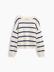 Gap Cream/Navy Stripe Oversized Rolled Neck Jumper (4-13yrs) - Image 4 of 5