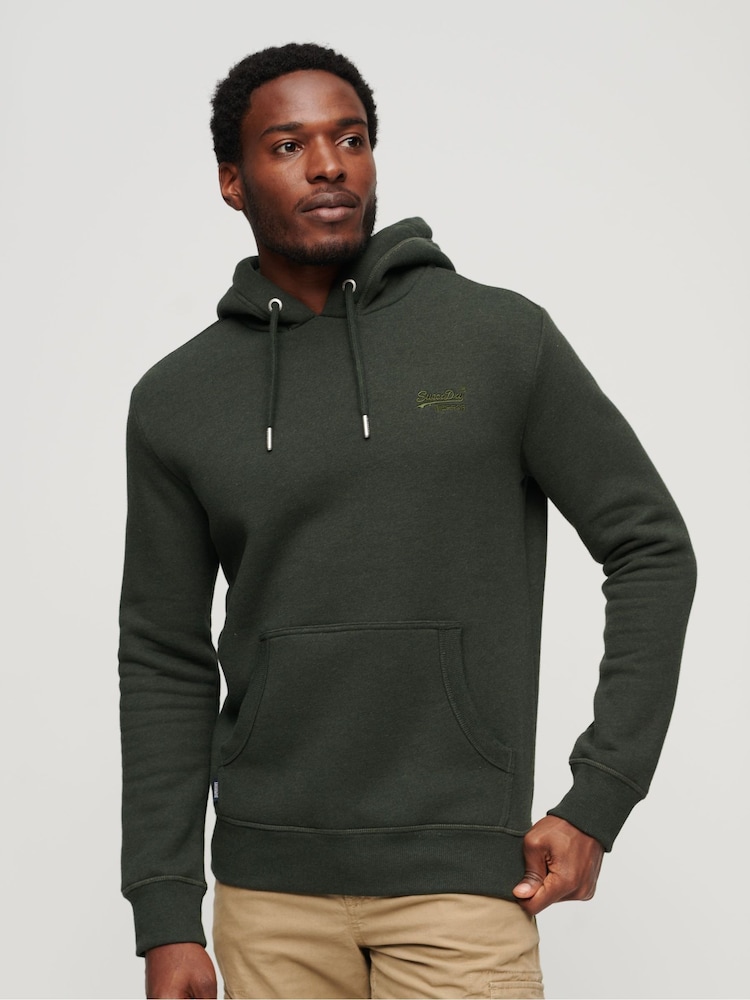 Superdry Dark Olive Marl Essential Logo Hoodie - Image 1 of 6