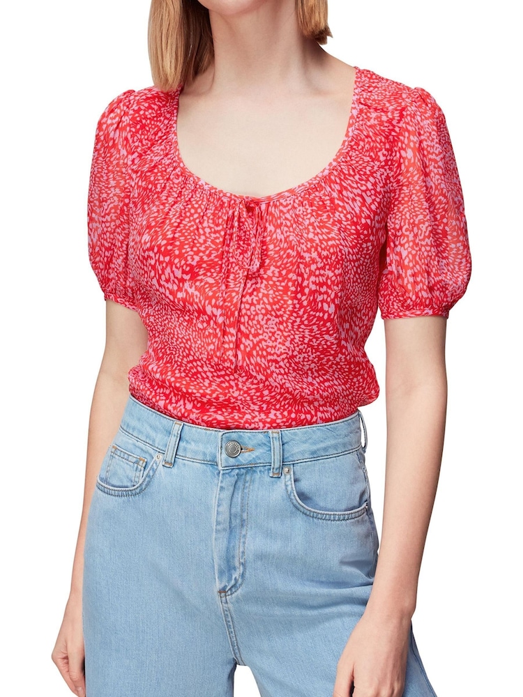 Whistles Red Diagonal Leopard Top - Image 1 of 1 Whistles Red Diagonal Leopard Top - Image 1 of 1
