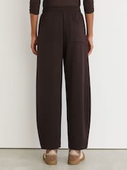 Reiss Dark Chocolate Brown Abigail Petite Premium Interlock Barrel-Leg Joggers - Image 5 of 7