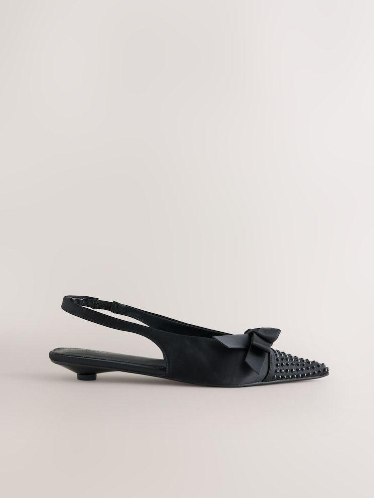 Black Forever Comfort® Heatseal Slingback Flats - Image 1 of 5