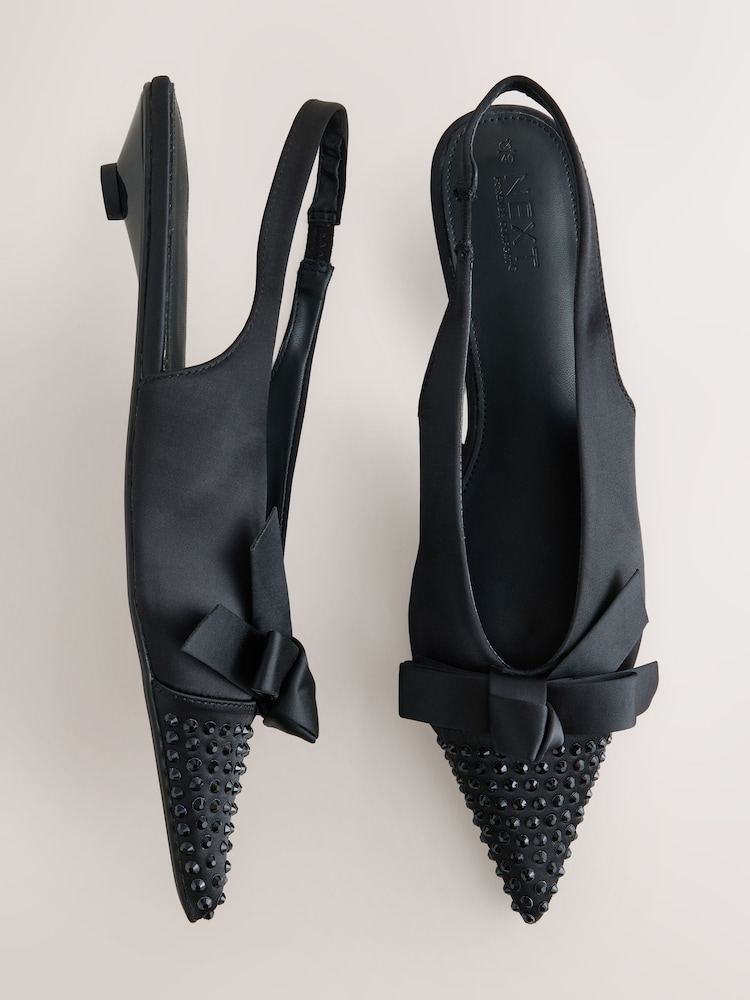 Black Forever Comfort® Heatseal Slingback Flats - Image 2 of 5