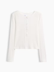 Weiß - Gap Rib Henley Long Sleeve T-Shirt (5-13yrs) - Bild 3 von 4