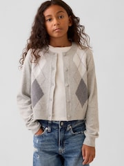 Gap Grey Argyle CashSoft Cardigan (4-13yrs) - Image 1 of 5