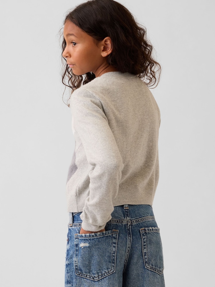 Gap Grey Argyle CashSoft Cardigan (4-13yrs) - Image 2 of 5 Gap Grey Argyle CashSoft Cardigan (4-13yrs) - Image 2 of 5