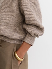 Reiss Twyla Wool-Cotton Rib-Knit Open-Collar Jumper - Պատկեր 4 7-ից