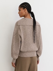 Reiss Twyla Wool-Cotton Rib-Knit Open-Collar Jumper - Պատկեր 6 7-ից